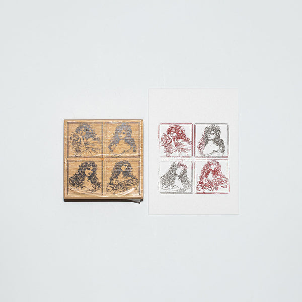 Mounted Wooden Stamp - 4 Lovely Ladies