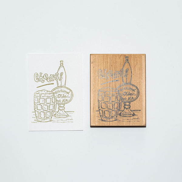 Mounted Wooden Stamp - Beer Cheers FR50