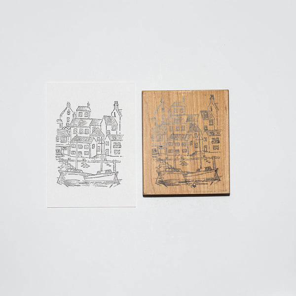 Mounted Wooden Stamp - Harbour Scene 8074K